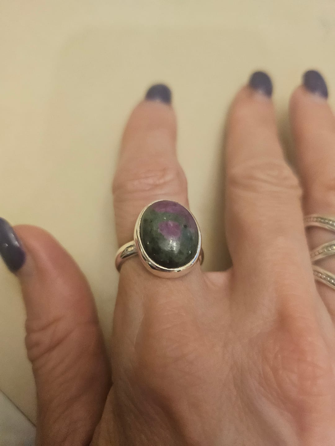 Customer photo review of Ruby Zoisite Oval Ring