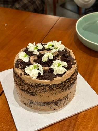 Customer photo review of double chocolate cake