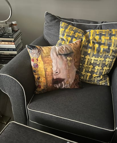 Customer photo review of Gustav Klimt Pillow cases