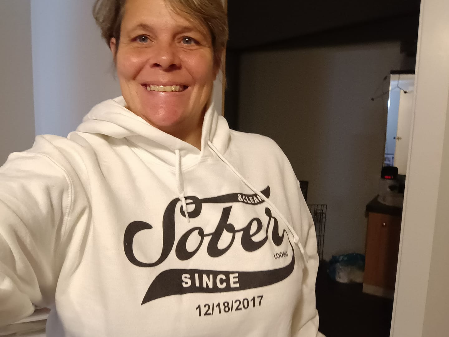 Customer photo review of Sober Since Unisex Hoodie w/ Personalized Sobriety Date