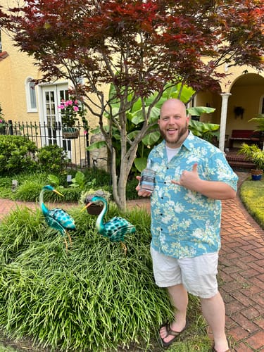Customer photo review of Men's Hawaiian Tropical Floral Print Beach Summer Short Sleeve Button Shirt