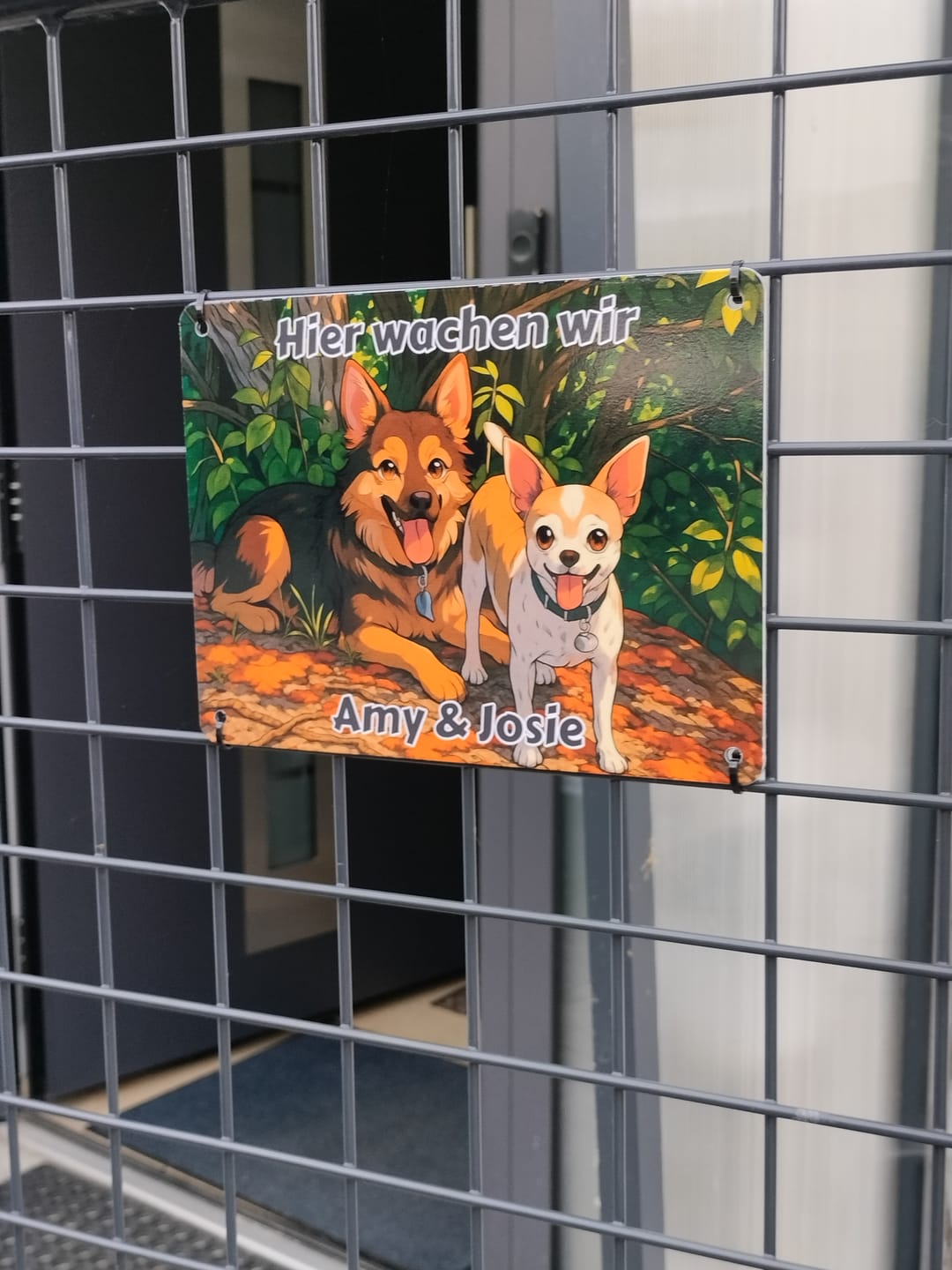 Customer photo review of Hunde-Türschild personalisiert mit Foto & Text (UV- und wetterfest)