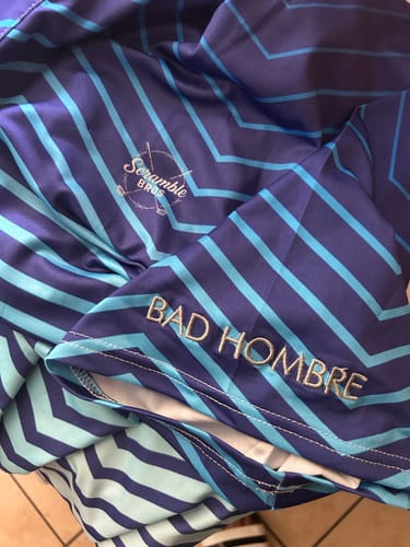 Customer photo review of Men's blue white sport Team Golf Polo