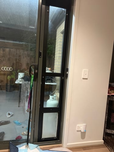 Customer photo review of Folding Patio Pet Door Insert [Colour: Black] [Size: Medium]