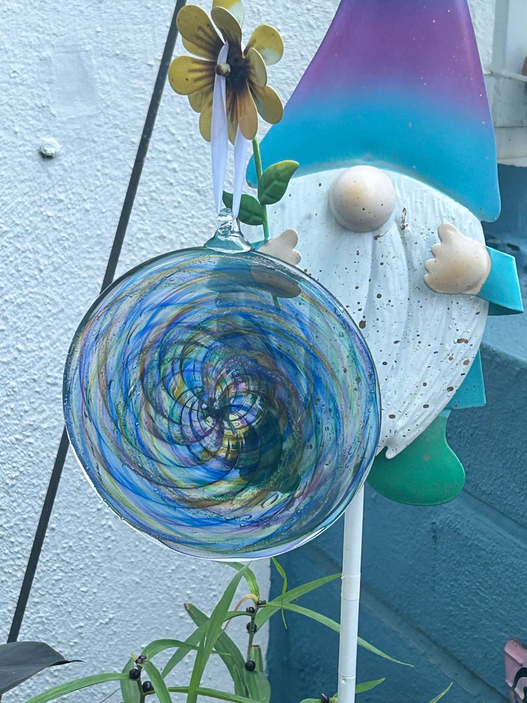 Customer photo review of Glass Disc Suncatcher with Cremation Ash