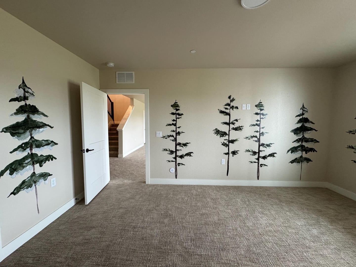 Customer photo review of Large Watercolor Pine Tree Removable Wall Decal