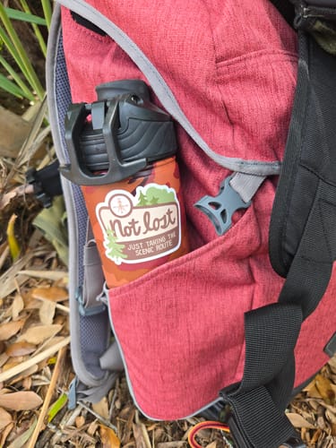 Customer photo review of "Not Lost, Just Taking The Scenic Route" Sticker