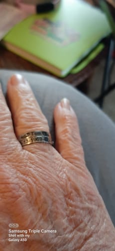 Customer photo review of Personalized Wings Memorial Rings Set of 2 Stacking Ring