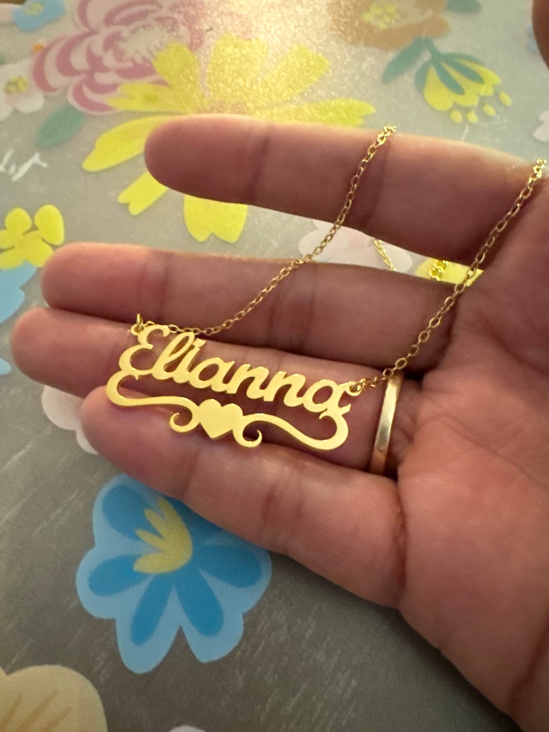 Customer photo review of Kids Love Heart Name Necklace