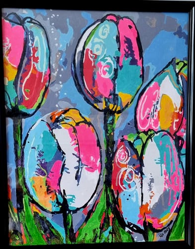 Customer photo review of Fröhliche Malerei - Tulpen Blau