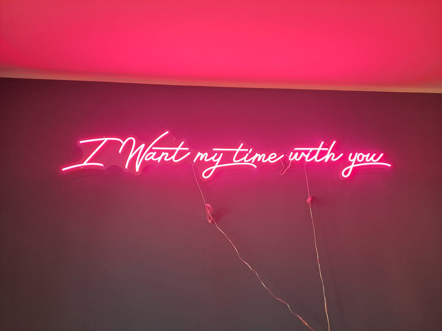 Customer photo review of 'I want my time with you' neon light