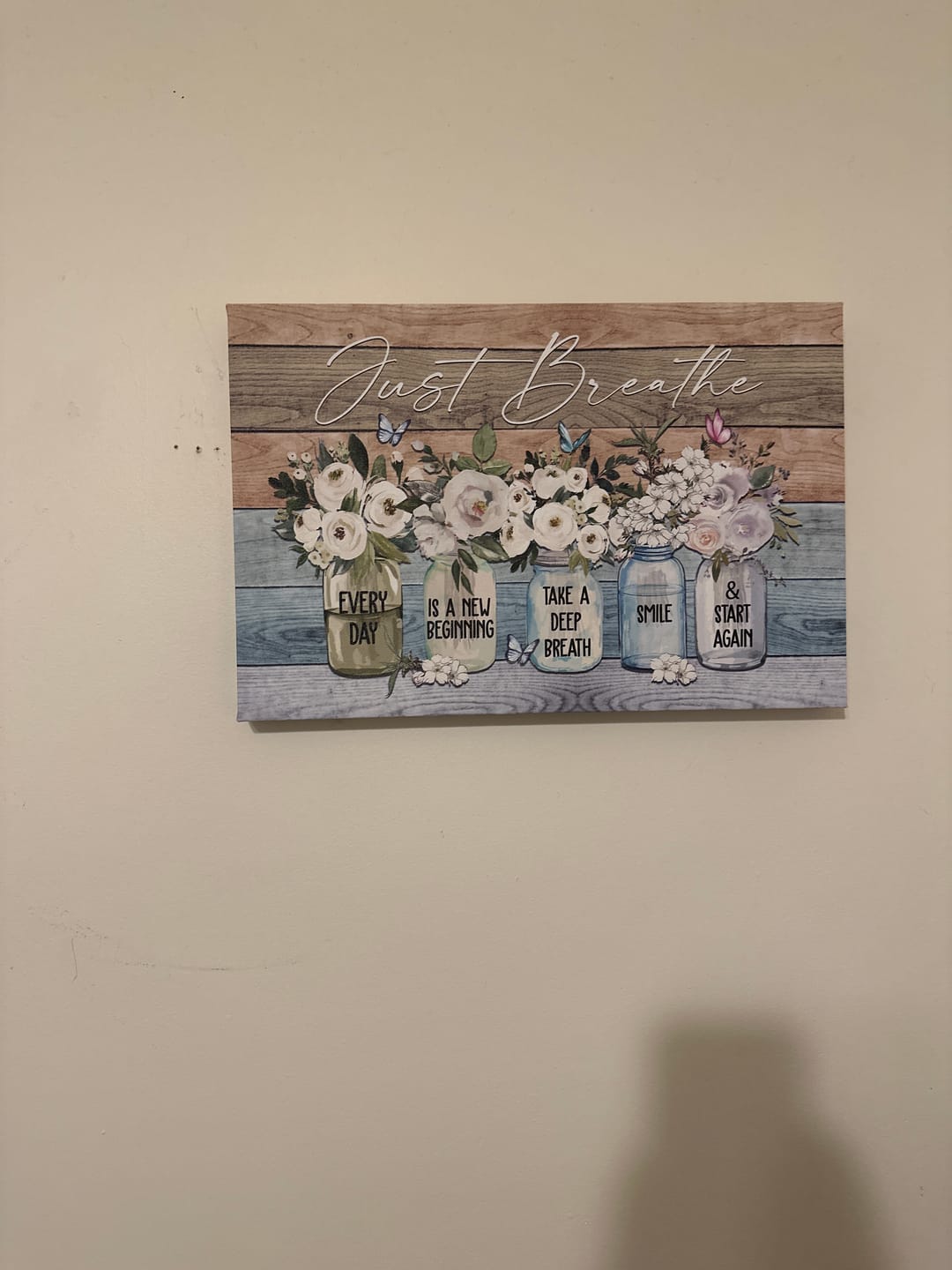 Customer photo review of Just Breathe Every Day Is A New Beginning Wall Art Canvas Print