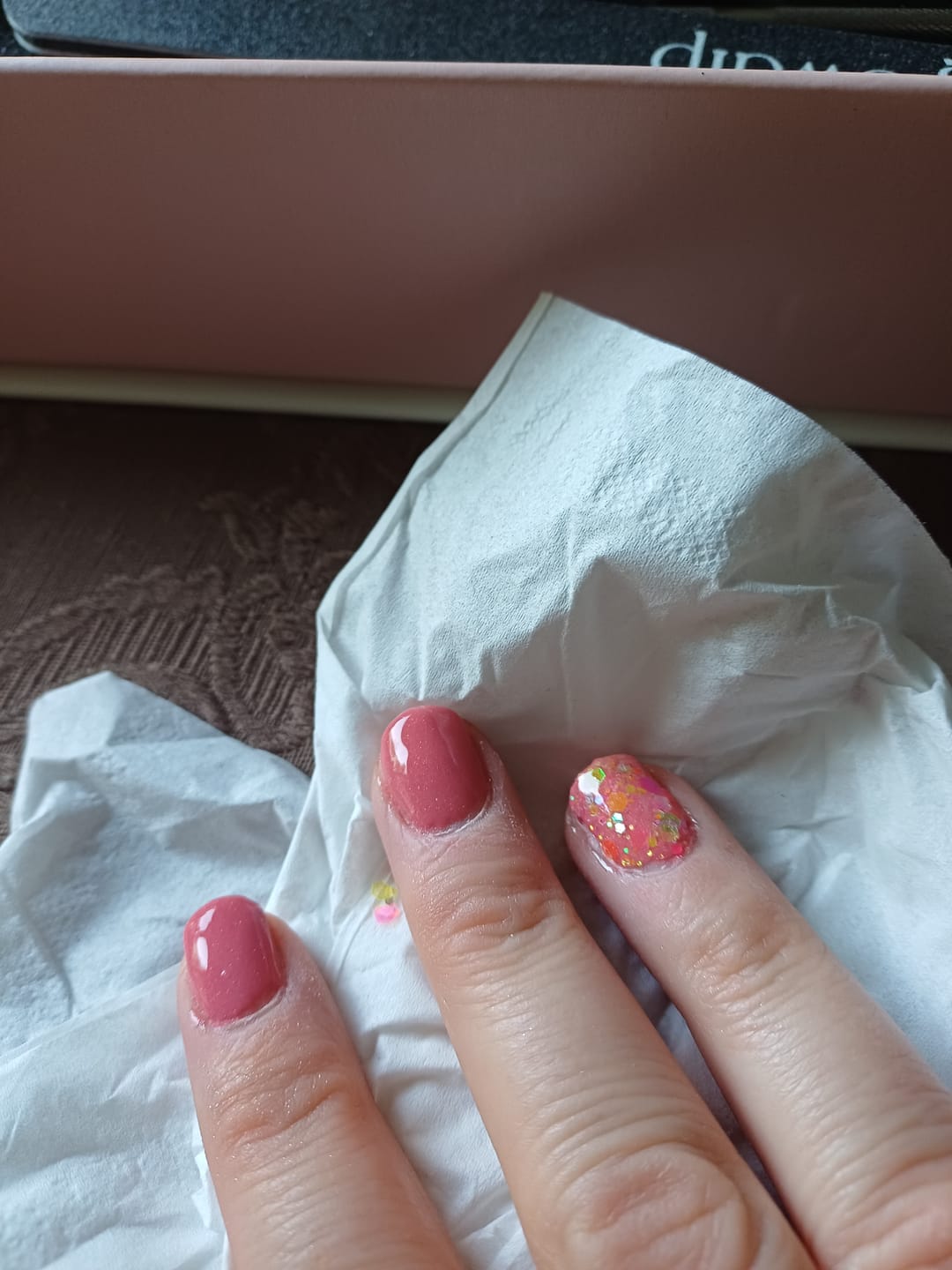 Customer photo review of Mocha Rose Dipping Powder
