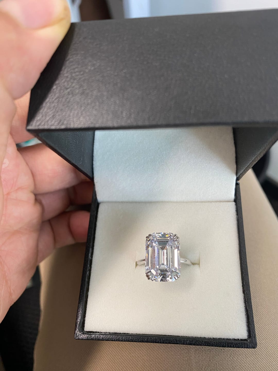 Customer photo review of S925 5.0/11.5 Ct Emerald Cut Engagement Ring In Sterling Silver Classic Everyday Wearable Ring