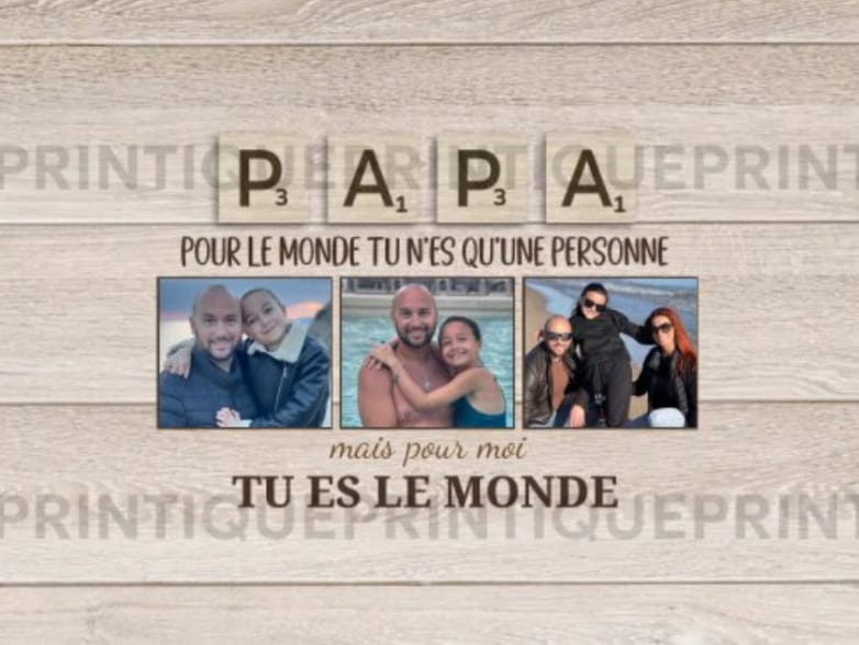 Customer photo review of Papa pour nous tu es le monde - Toile personnalisée