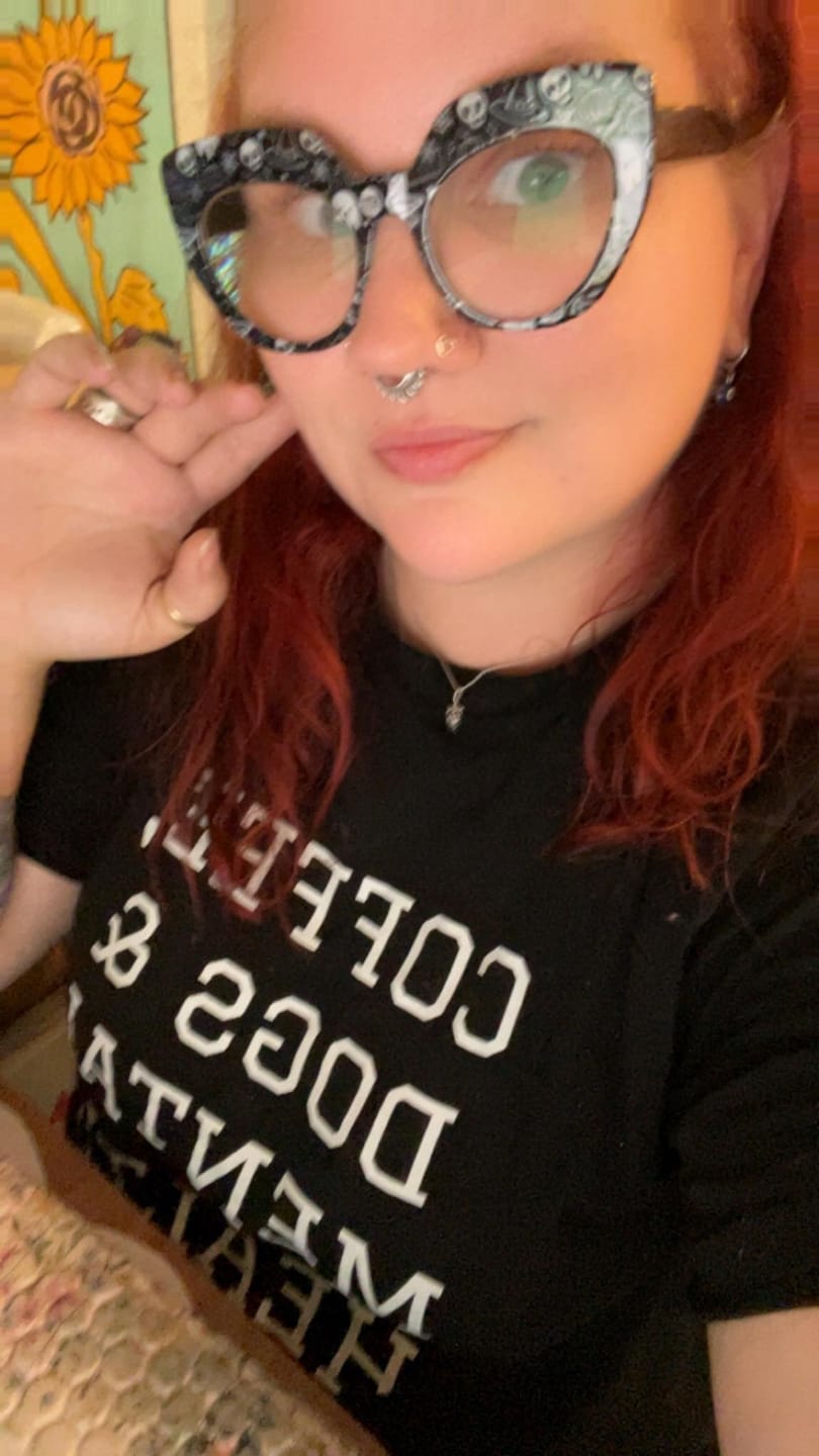 Customer photo review of Coffee, Dogs & Mental Health Sweatshirt