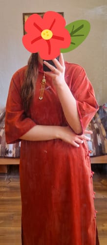 Customer photo review of Dou Kou 豆蔻 Cardamom Republic of China Striped Cotton & Linen Bell Sleeve Qipao