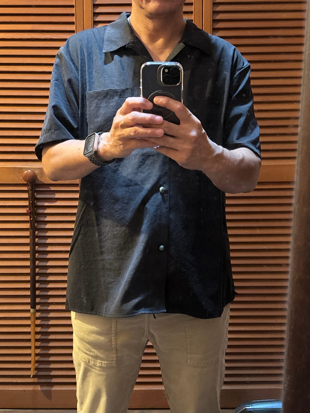 Customer photo review of ターコイズ風ボタン付き ピーチスキンシャツ　新色追加！