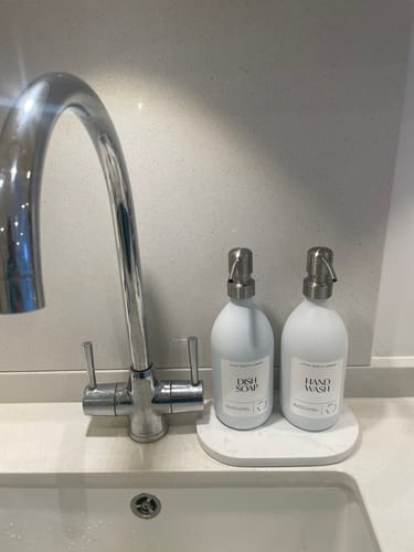 Customer photo review of Milky White 500ml Glass Bottle with Stainless Steel Pump