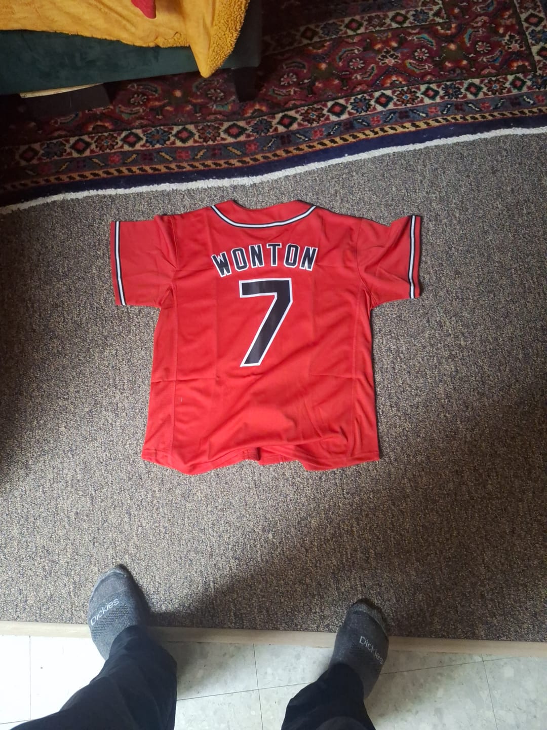 Customer photo review of Custom Red Black-White Solider Classic Style Authentic Baseball Jersey