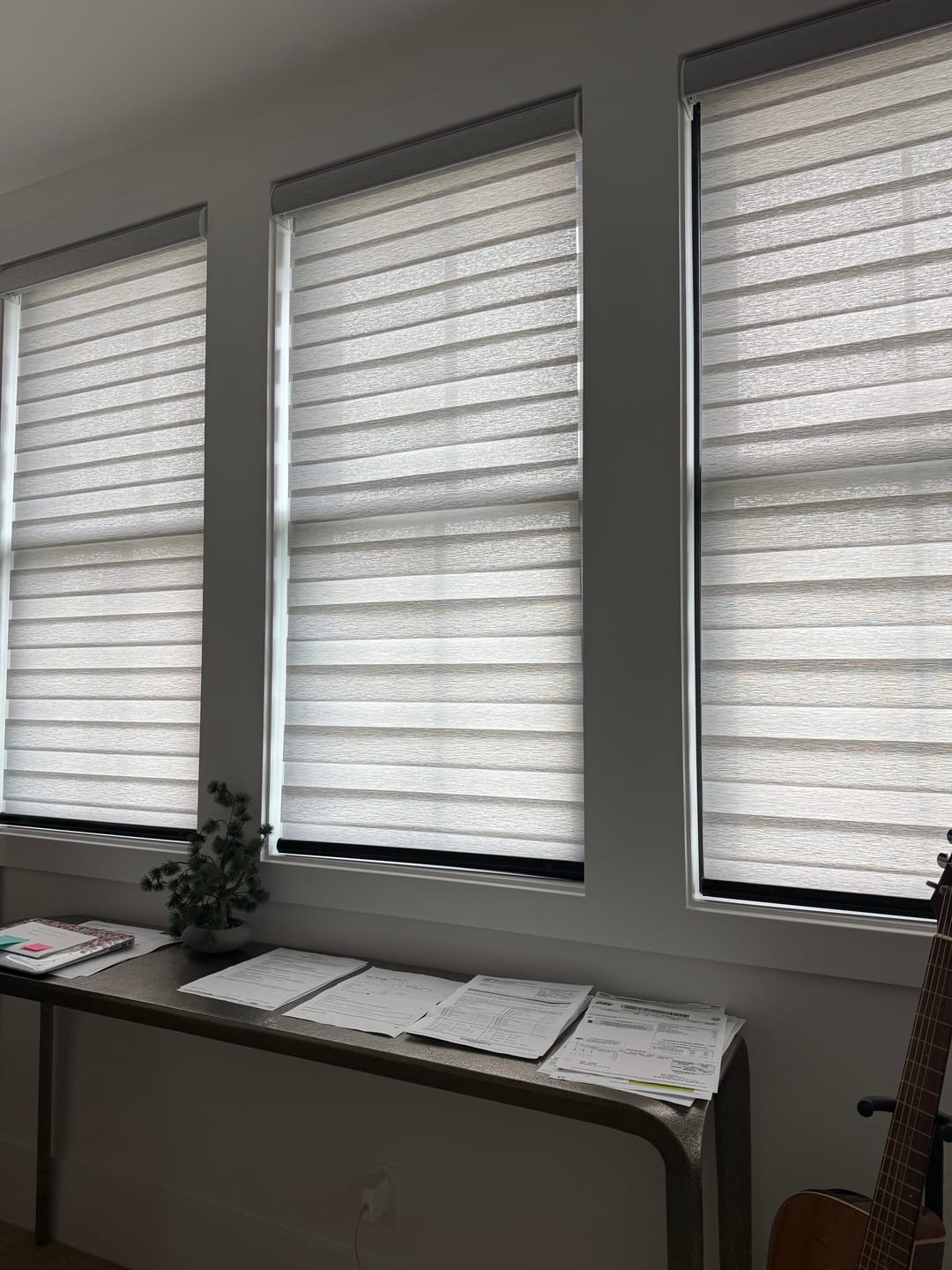 Customer photo review of SmartWings Motorized Zebra Shades 60% Blackout Translucent 75mm Eloise