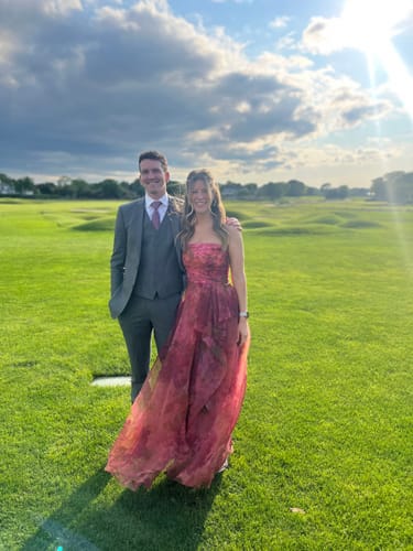 Customer photo review of Primrose Organza Gown by Theia Couture - RENTAL