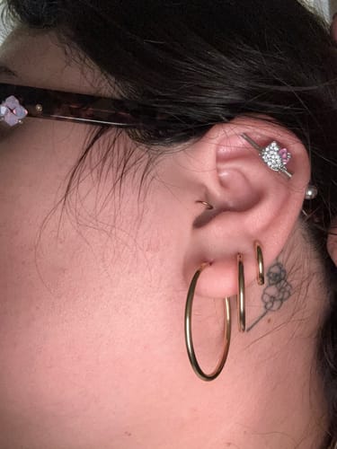 Customer photo review of My Huggies Hoop Earrings