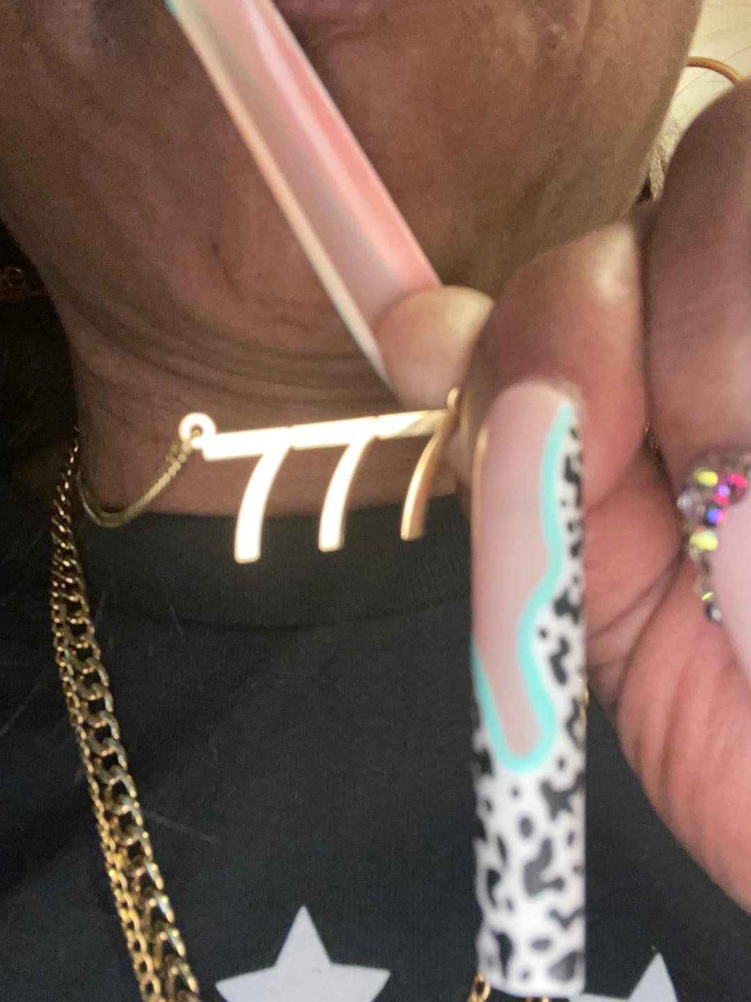 Customer photo review of Angel Number Necklace w/ Cuban Chain