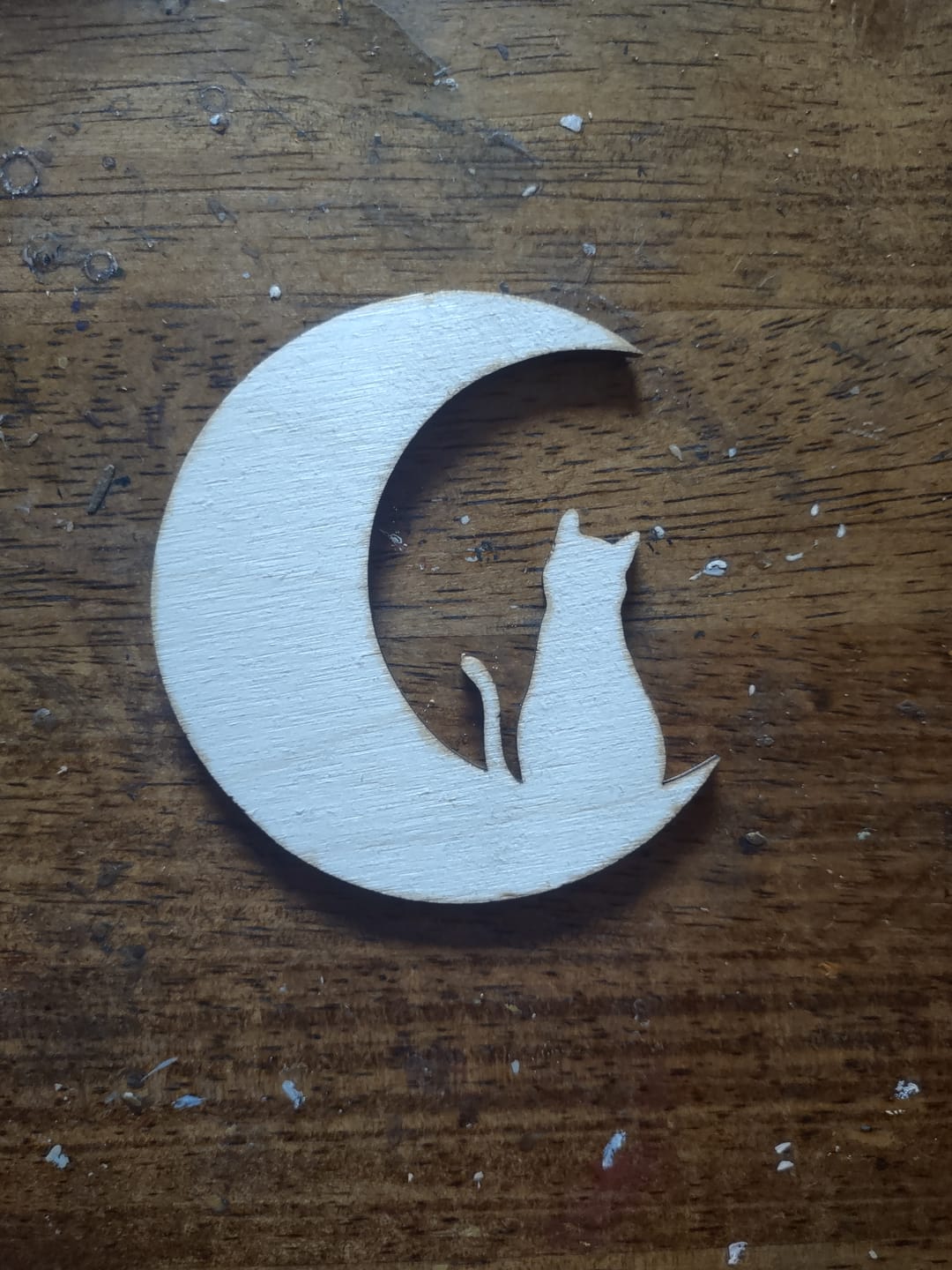 Customer photo review of Unfinished Wood Cat and Moon Silhouette Shape - Craft - up to 46"