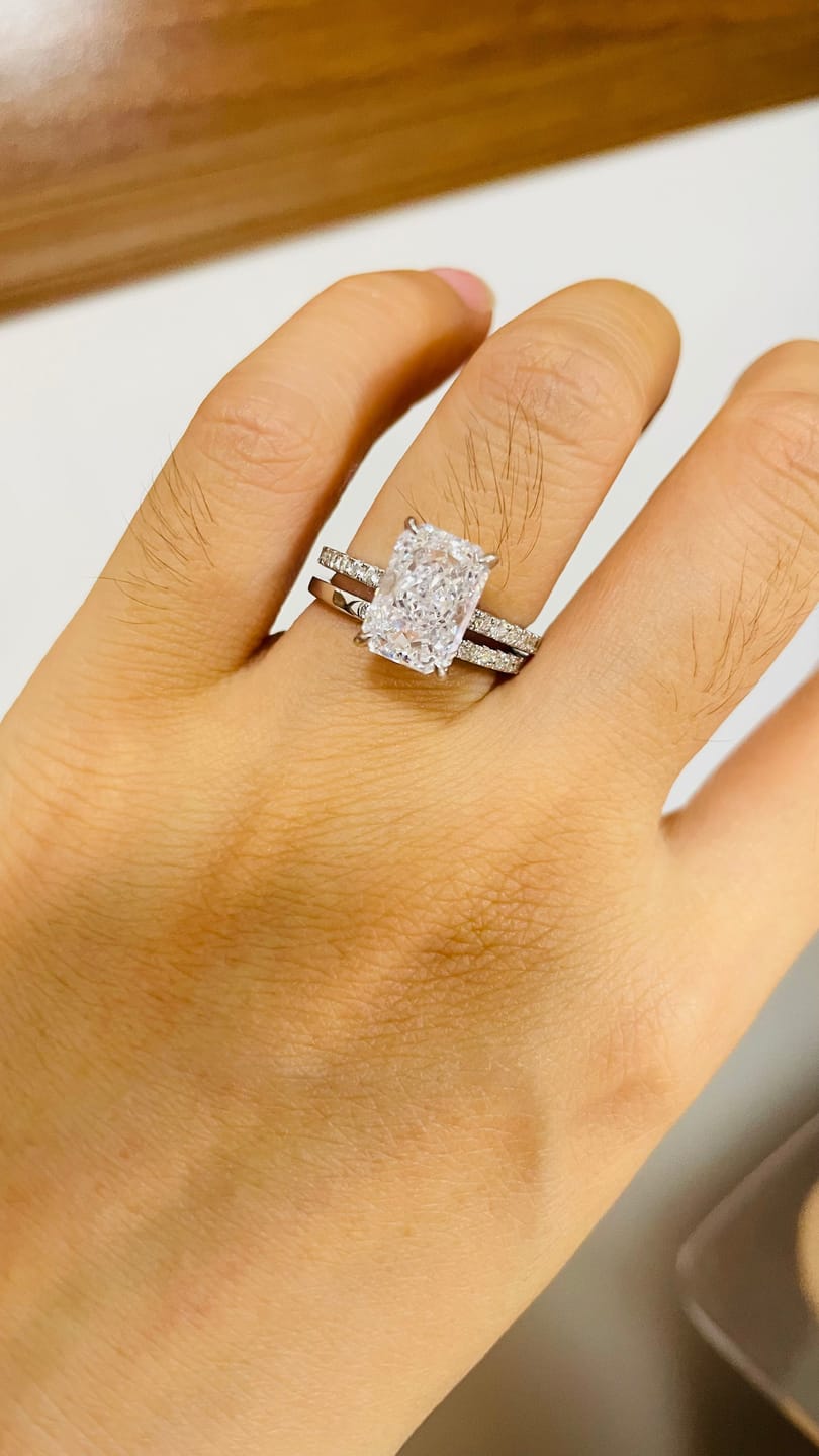 Customer photo review of S925 3.5 Carat Radiant Cut Wedding Ring Set In Sterling Silver Holiday Ring Gift For Women
