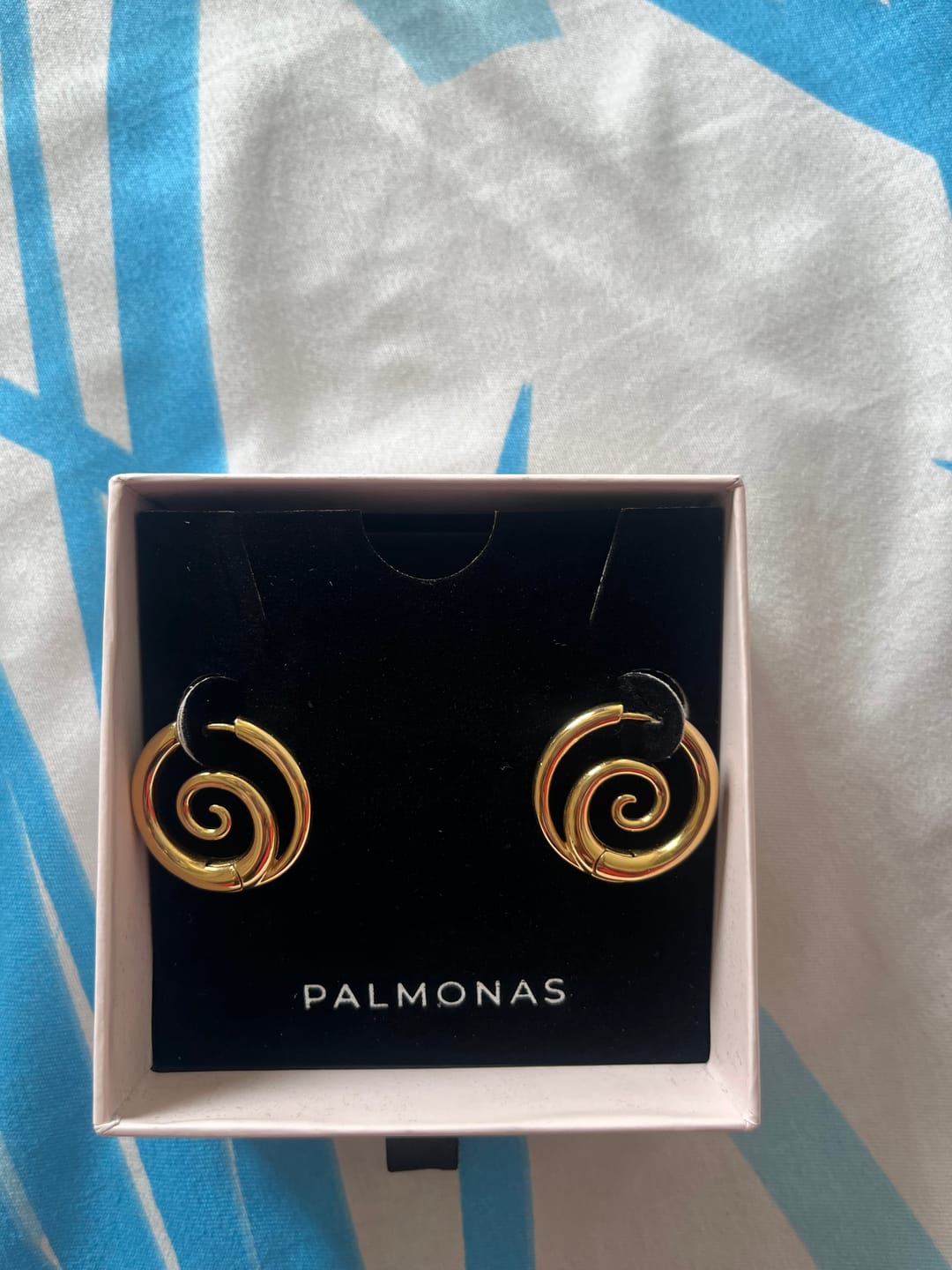 Customer photo review of Spiral Serenity Gold Hoops Earrings