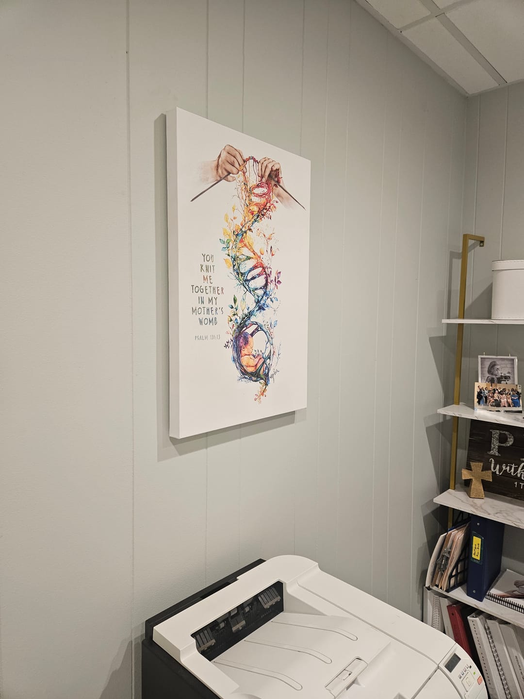 Customer photo review of You Knit Me Together In My Mother's Womb, Christian Artwork, Psalm 139:13 Wall Art Canvas