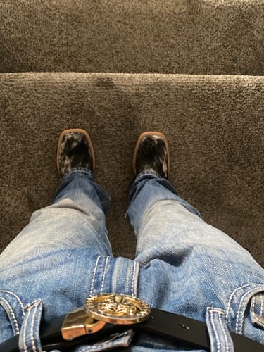 Customer photo review of Genuine Cowhide Boots - Square Toe