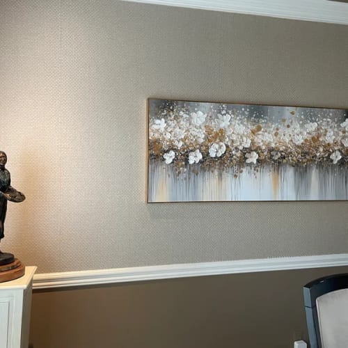 Customer photo review of Misty Blossom Dreams-Abstract Floral Painting for Modern Home Decor