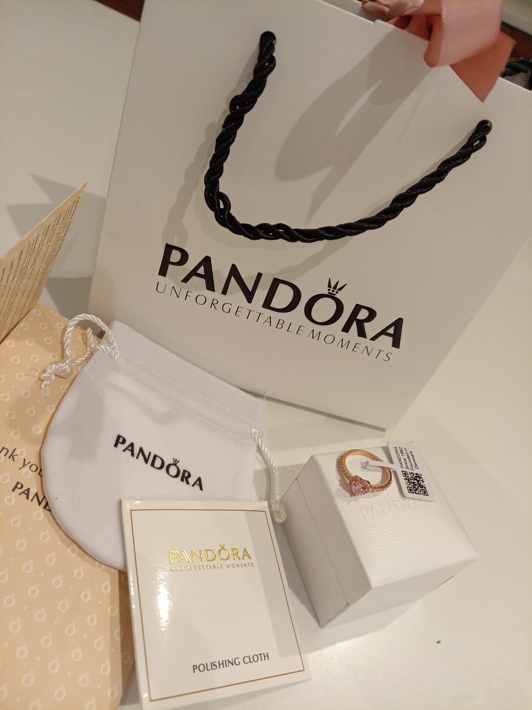 Customer photo review of ANILLO PANDORA PROMESA CORAZON BRILLANTE ELEVADO ORO ROSA + KIT DE REGALO