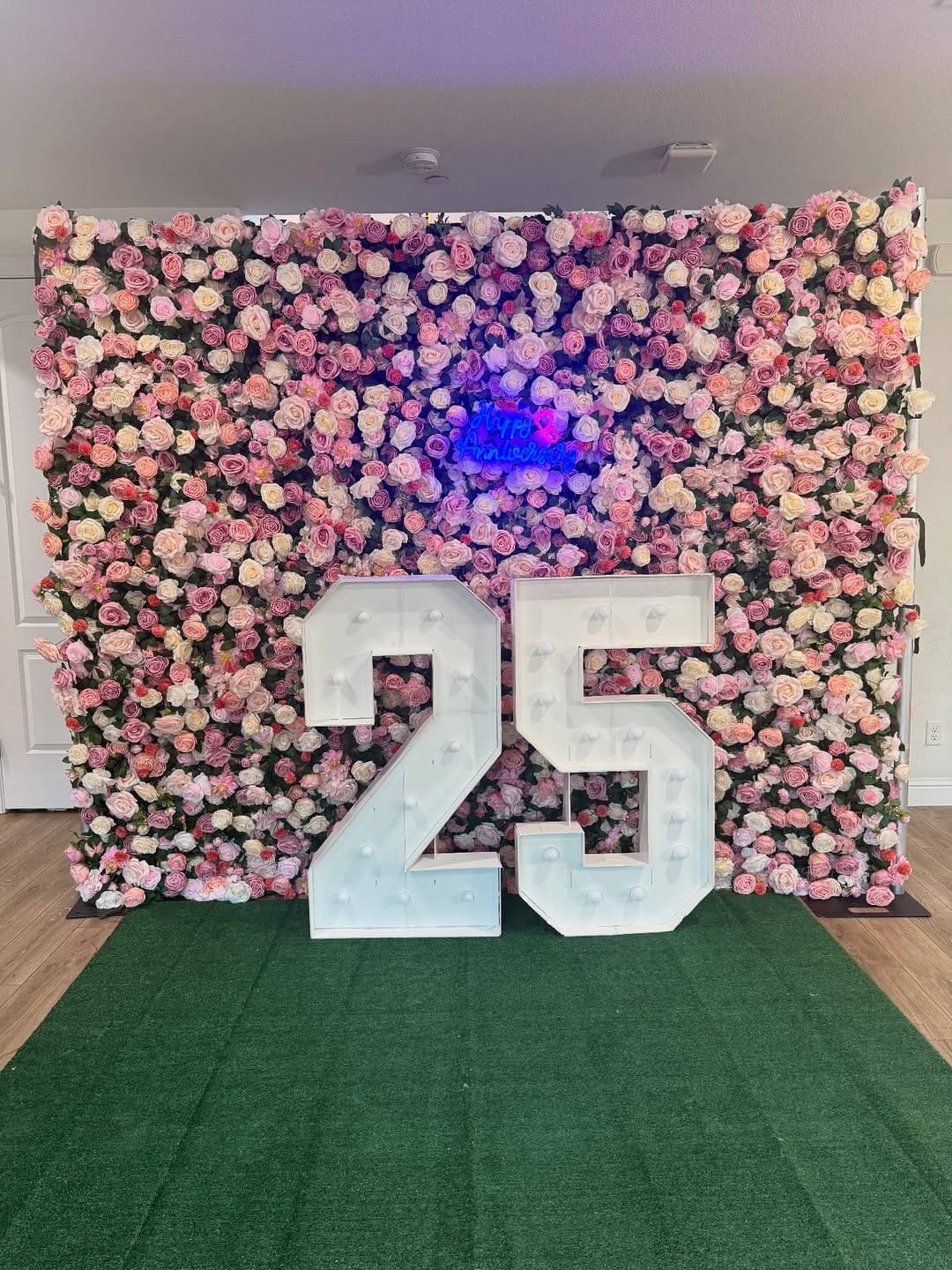 Customer photo review of Ali Flowers 5D Silk Rose Flower Panel Backdrop Wedding Stage Decorative Curtain Artificial Flower Wall ALFWL009
