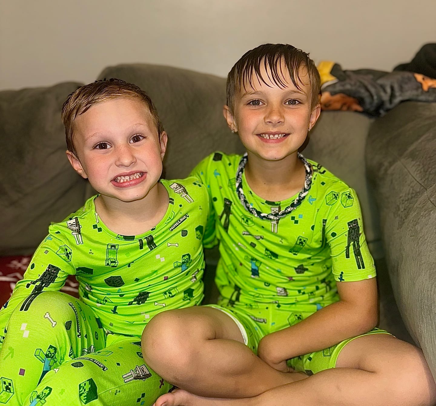 Customer photo review of Minecraft Mob Squad Bamboo Kids Pajama Short Set