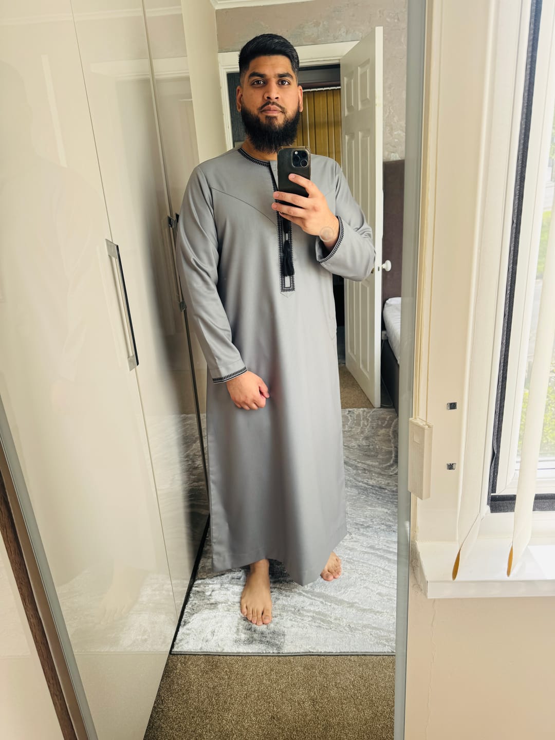 Customer photo review of Luxury Grey & Black Omani Thobe