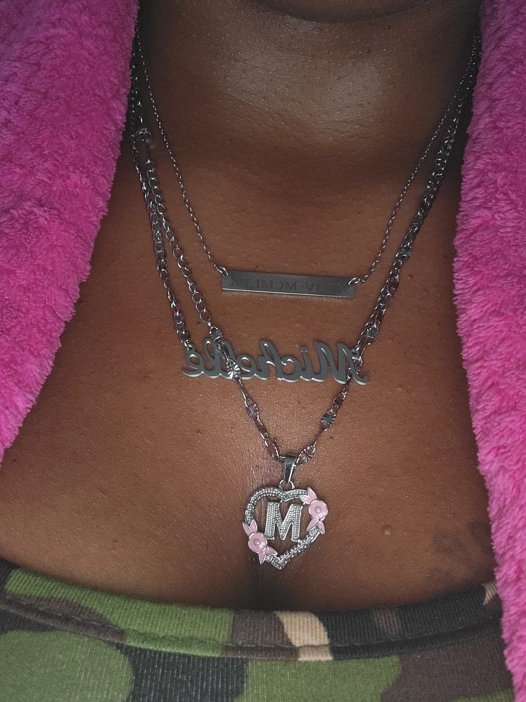 Customer photo review of Engraved Bar Necklace