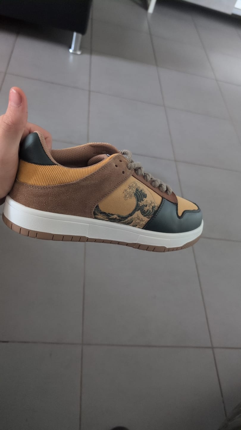 Customer photo review of The great wave off Kanagawa inspired sneakers