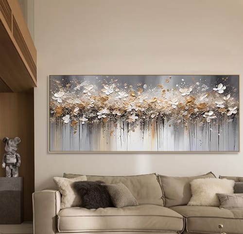Customer photo review of Misty Blossom Dreams-Abstract Floral Painting for Modern Home Decor