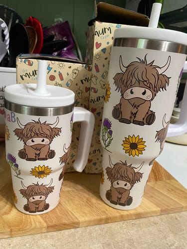 Customer photo review of Highland Cow Spill Proof Kids CREWCUP 20oz