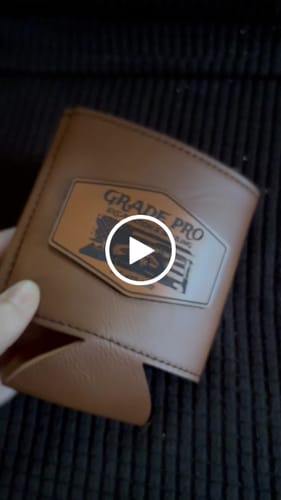 Customer video review of Custom Leather Koozies Can Cooler Sleeves Neoprene Authentic Leather Patch