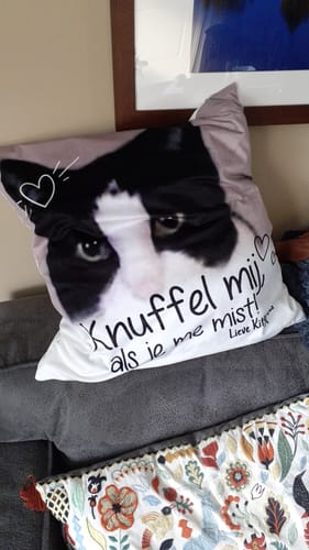 Customer photo review of Knuffel mij als je me mist - Gepersonaliseerde kussen