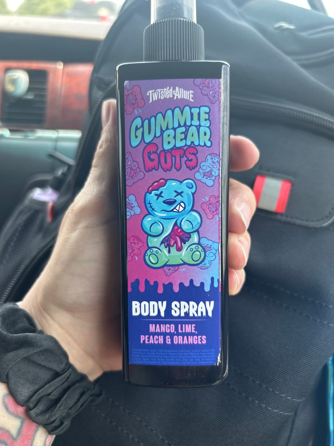 Customer photo review of Gummie Bear Guts Body Spray