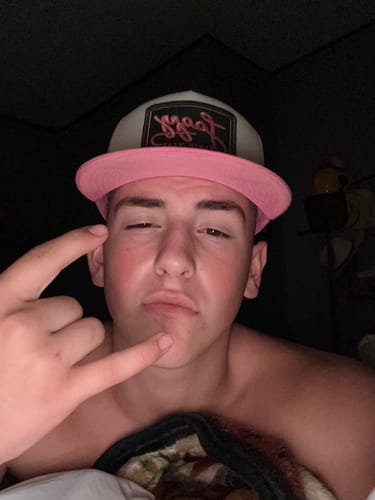 Customer photo review of Lazy J Ranch White Pink Breakaway Patch Classic Five Panel Trucker Hat