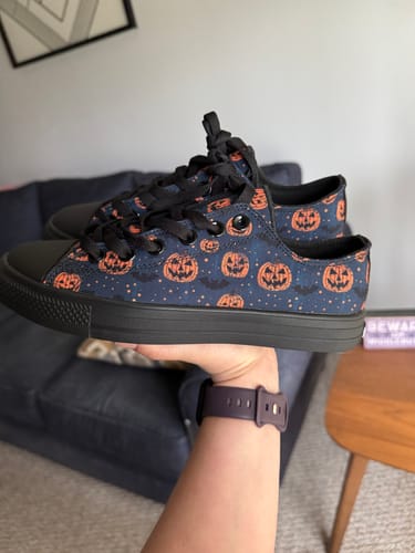 Customer photo review of Pumpkin Party Low Tops - Classic Premium Canvas Shoes with Comfortable and Durable Soles