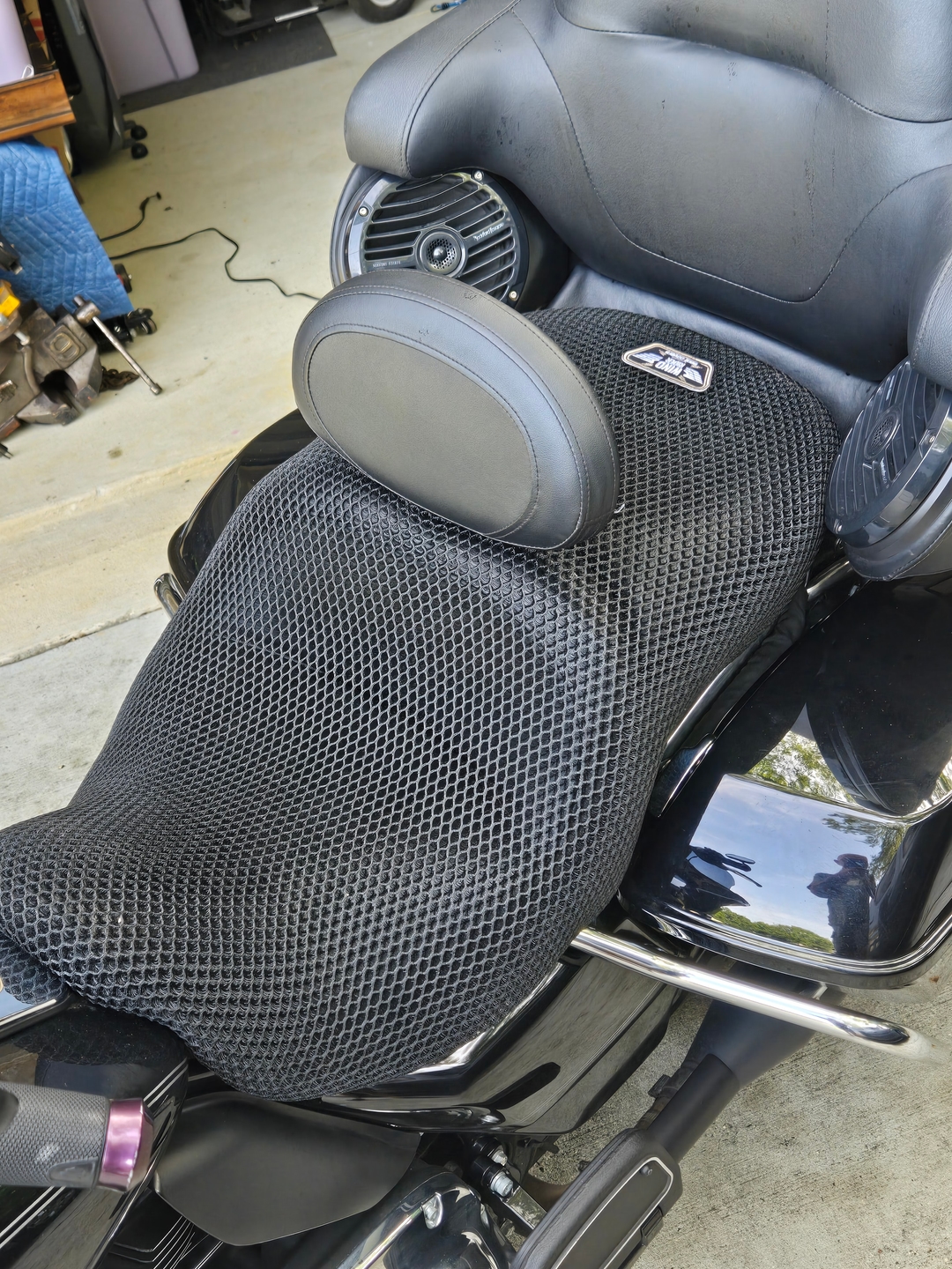 Wind Rider mesh seat cover on a Harley Davidson Road Glide Ultra