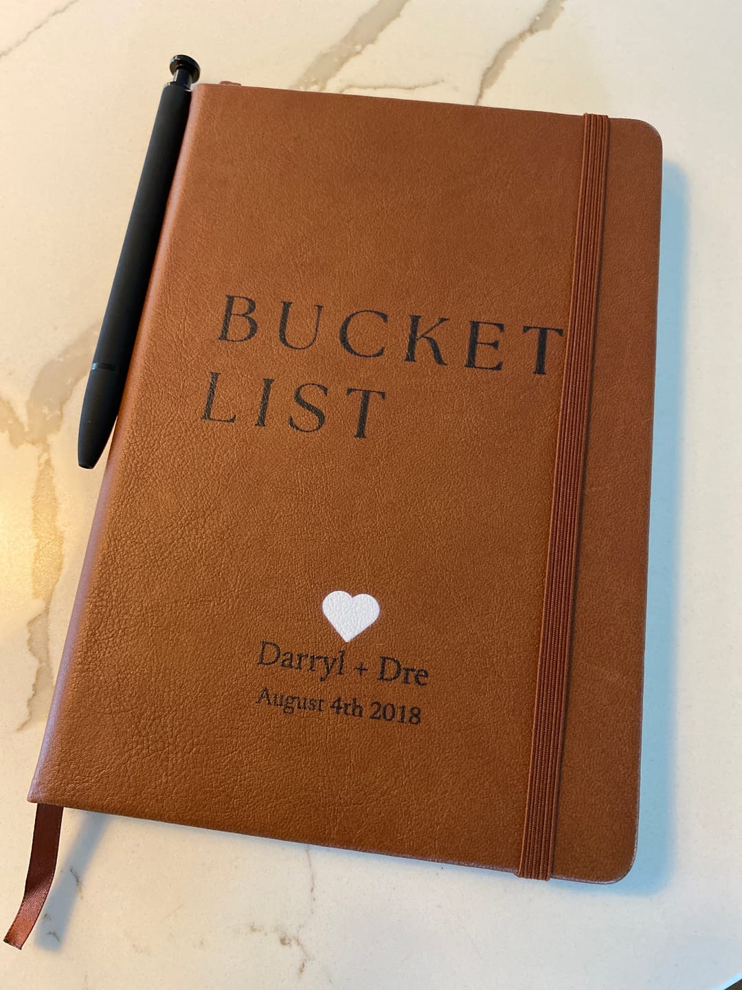 Customer photo review of Custom Leather Journal – For the One Starting a New Chapter – Bucket List - Thoughtful Gift for Self-Discovery, Healing, or Goal Setting
