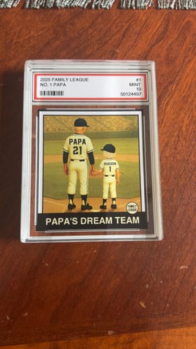 Customer photo review of Baseball No. 1 Dad Grandpa Man & Kids Trading Card Style - Personalized Acrylic Block Plaque